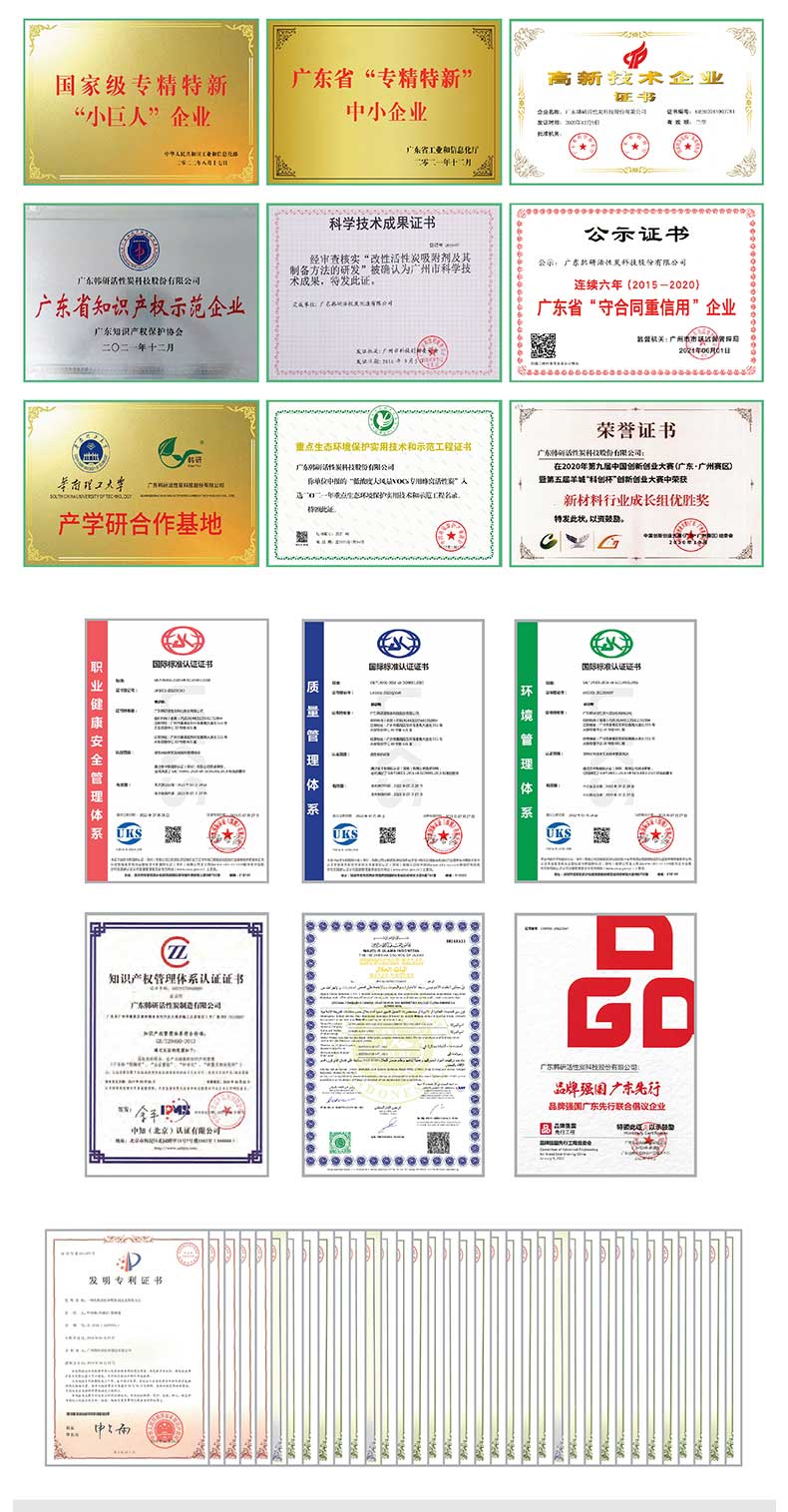 活性炭榮譽(yù)證書(shū)